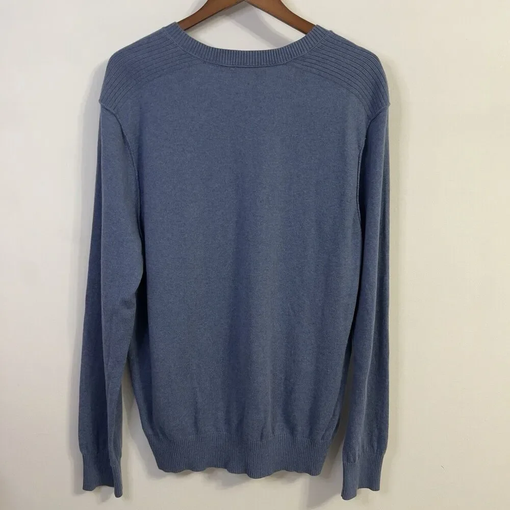 Banana Republic Cotton Cashmere Sweater Light Blue V Neck Men's Size Large